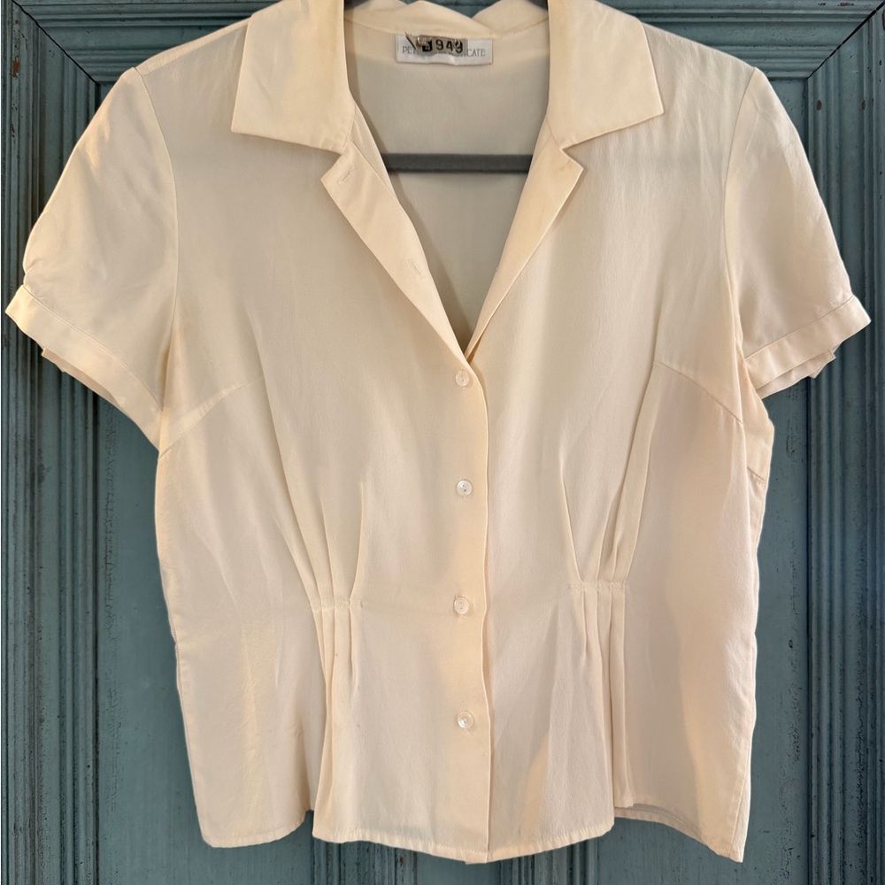 Women's Cream Button-Up Blouse